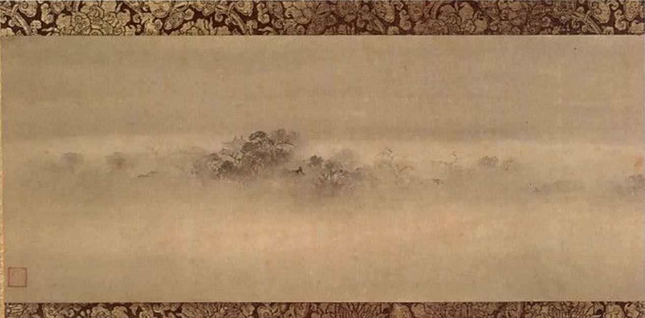 eveningbell from mistshrouded temple by muxi, Nobunaga obtained this from Hisahide